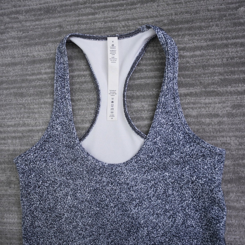 Lululemon Athletica‎ Racerback Tank Top Space Dye Black White Size 4 Yoga Gym